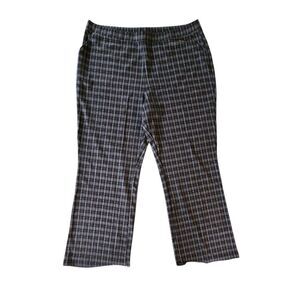 Woman Within 24W TALL Pull on Plaid Cropped Pants Pockets Stretch Academia